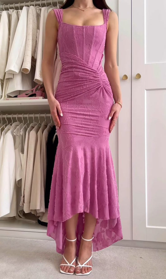 Fashion Fuchsia Mermaid Evening Dresses Elegant Scoop Lace Party Dress ED02178