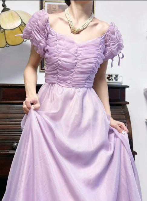 Purple Retro V-neck Chiffon Birthday Party Dress Sweet 16 Dress ED02204