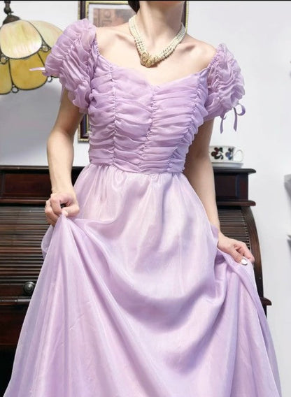 Purple Retro V-neck Chiffon Birthday Party Dress Sweet 16 Dress ED02204