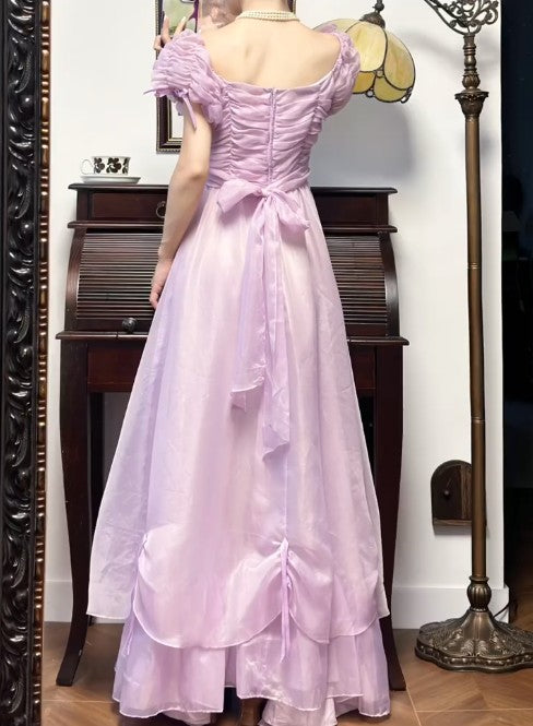 Purple Retro V-neck Chiffon Birthday Party Dress Sweet 16 Dress ED02204