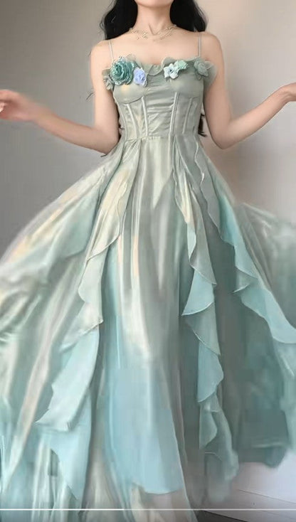 Tiffany Blue  Fairytale Birthday Party Dress Spaghetti Straps Chiffon A-Line Princess Prom Dresses ED02212