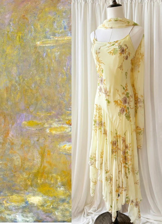 Vintage Yellow Beaded Chiffon Spaghetti Straps Sheath Prom Dresses ED02226
