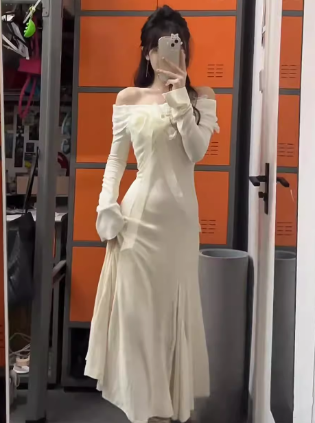 French one shoulder slim dress ED0223