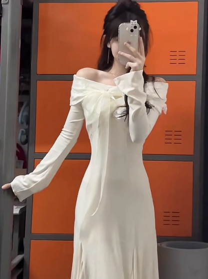 French one shoulder slim dress ED0223