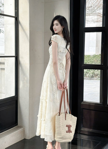 Hollow Butterfly Embroidery Dress French Summer Vacation Waist Gentle Dress ED02249