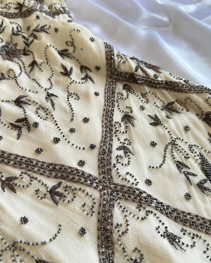 Vintage Beaded Chiffon Sheath Prom Dresses Backless Evening Dresses ED02267