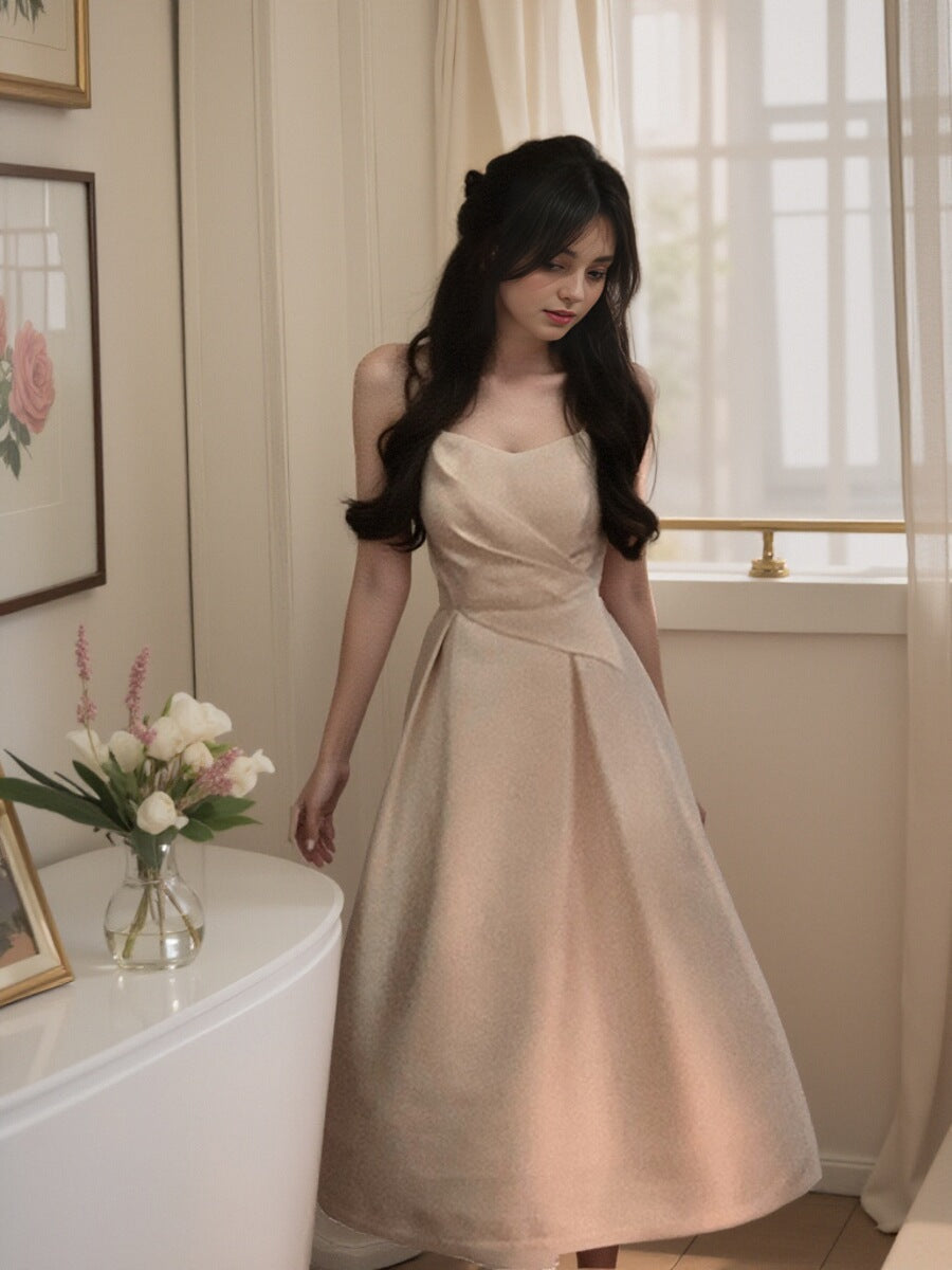 French Satin A-Line Slip Dress ED0226