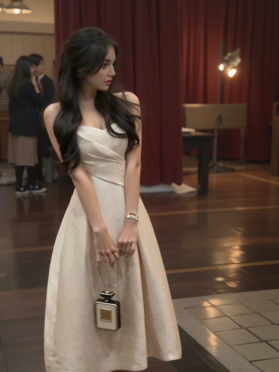 French Satin A-Line Slip Dress ED0226