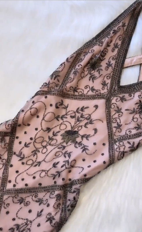 Retro V-neck Chiffon Sheath Beaded Prom Dresses ED02297