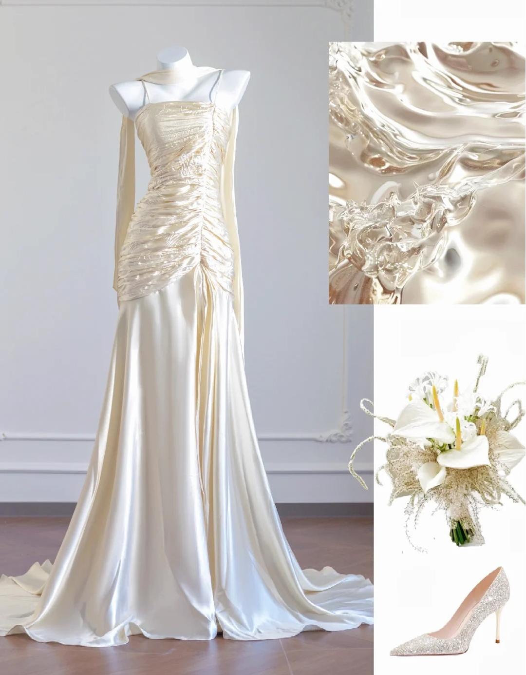 Gorgeous Champagne Spaghetti Straps Mermaid Long Prom Dresses Sweet 16 Dress ED02310