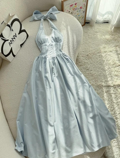 Nice Halter Neck A-Line Prom Dresses Simple Birthday Dress ED02315