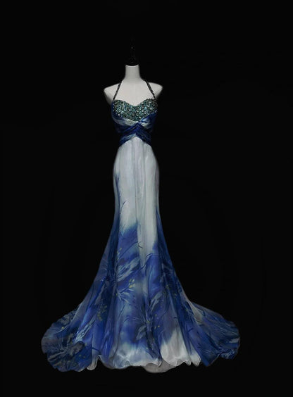 Elegant Sweetheart Neck Mermaid Prom Dresses Satin Beading Simple Evening Gowns ED02324