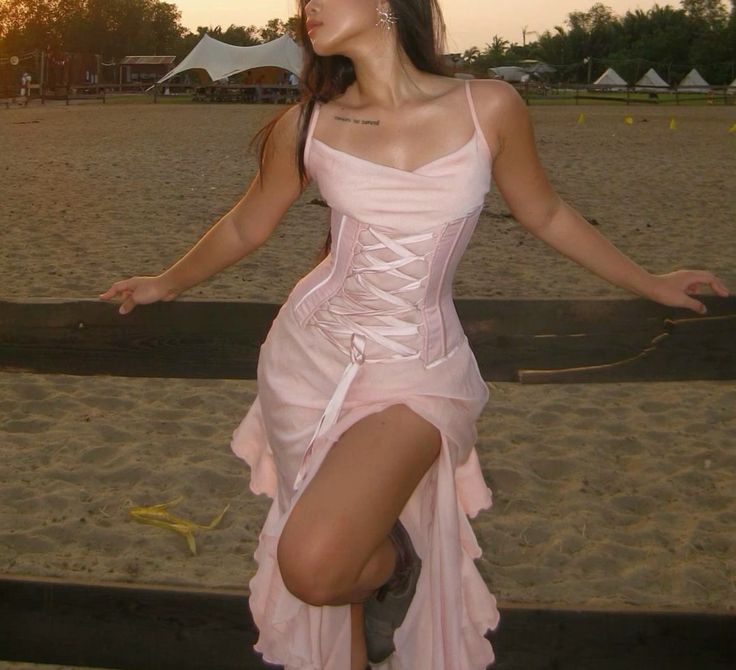 Pink Chiffon Spaghetti Straps with Slits Party Dress Beautiful Bridesmaid Dress ED02347