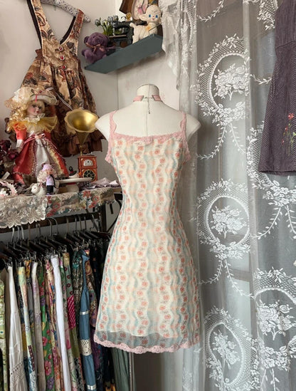 Cute Spaghetti Straps Printed Chiffon Pink Sheath Short Party Dresses Homecoming Dresses ED02361