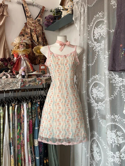 Cute Spaghetti Straps Printed Chiffon Pink Sheath Short Party Dresses Homecoming Dresses ED02361