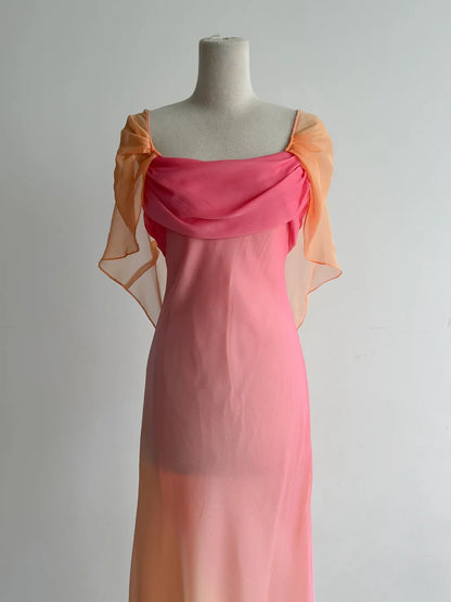 Gradient Y2K Outfit for Party Square Neck Chiffon Stunning Short Prom Dresses ED02367