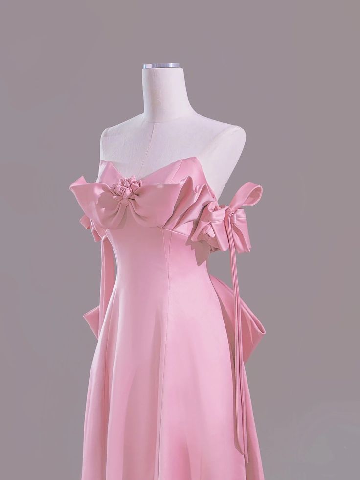 Beautiful Pink A-Line Off Shoulder Satin Train Wedding Dress Formal Evening Gowns ED02383