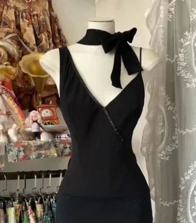 Elegant Black V-neck Chiffon Short Prom Dresses Simple Party Dresses ED02387