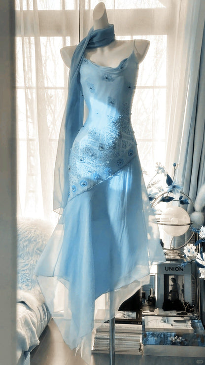 Fairytale Green Spaghetti Straps Vintage Party Dress Sheath Chiffon Beaded Short Prom Dresses  ED02406