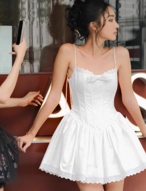 Sweet Pink Spaghetti Strap A-Line Satin Short Prom Dresses Homecoming Dress  ED02407