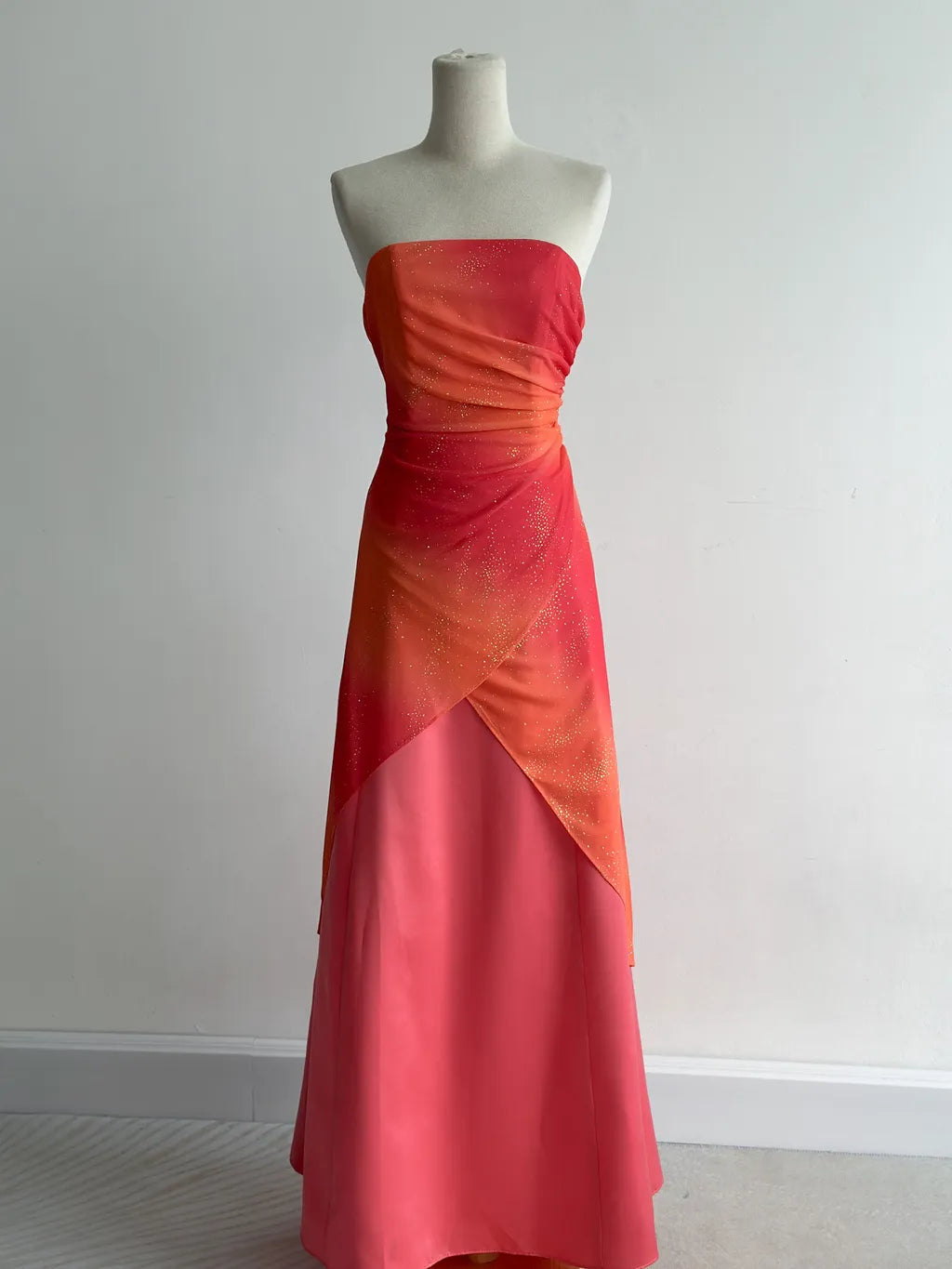 Gorgeous Orange Strapless A-Line Chiffon Satin Ball Dress Formal Evening Gowns ED02440