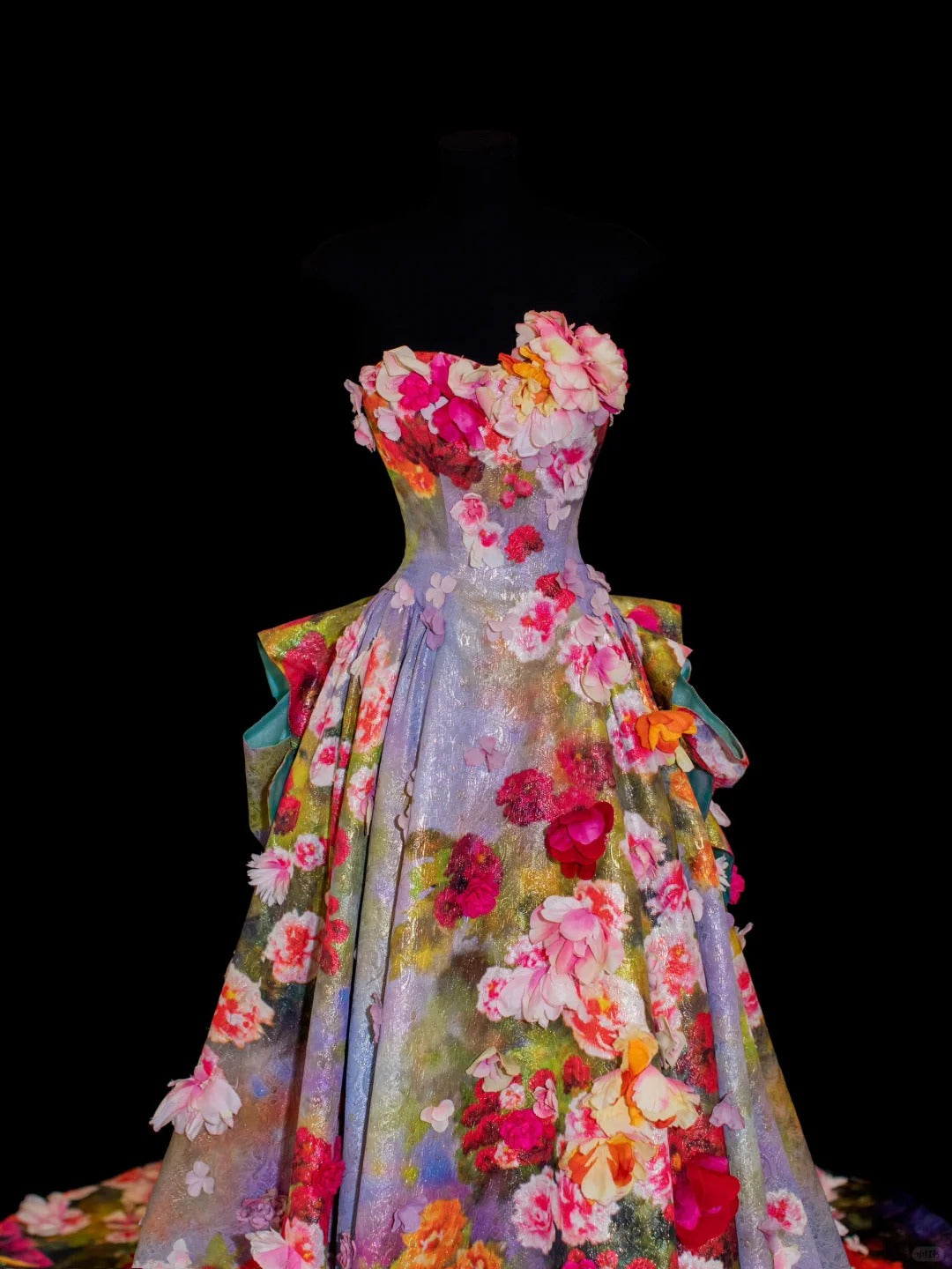 Gorgeous Jacquard Satin Strapless A-Line 3D Applique Train Wedding Dresses ED02454