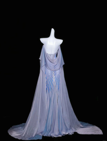 Elegant Gray Purple Sweetheart Mermaid Satin Mask Prom Dresses Formal Evening Gowns ED02456