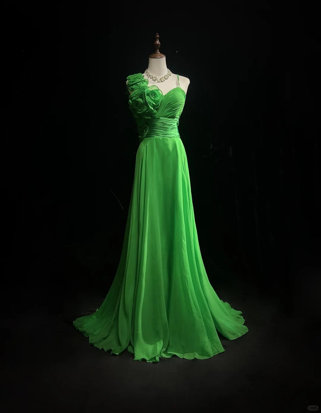 Gorgeous Bud Green A-Line Chiffon Long Prom Dresses Vintage Formal Evening Gowns ED02482
