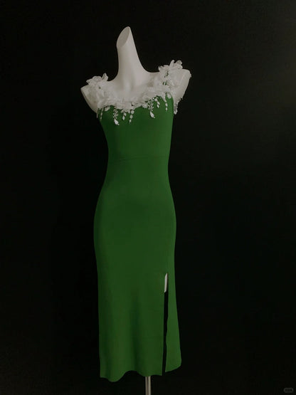 Sweet Forest Green Square Neck Bodycon Short Party Dress ED02491