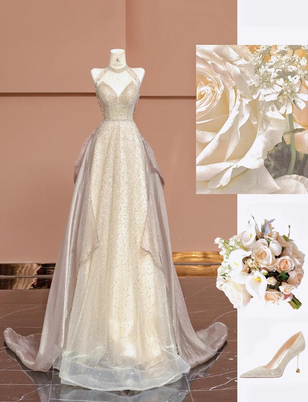 Gorgeous Champagne V-neck A-Line Beaded Tulle Long Prom Dresses Formal Evening Gowns ED02494