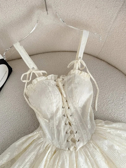 Simple Off-white Spaghetti Straps A-Line Lace Short Prom Dresses Homecoming Dresses ED02508