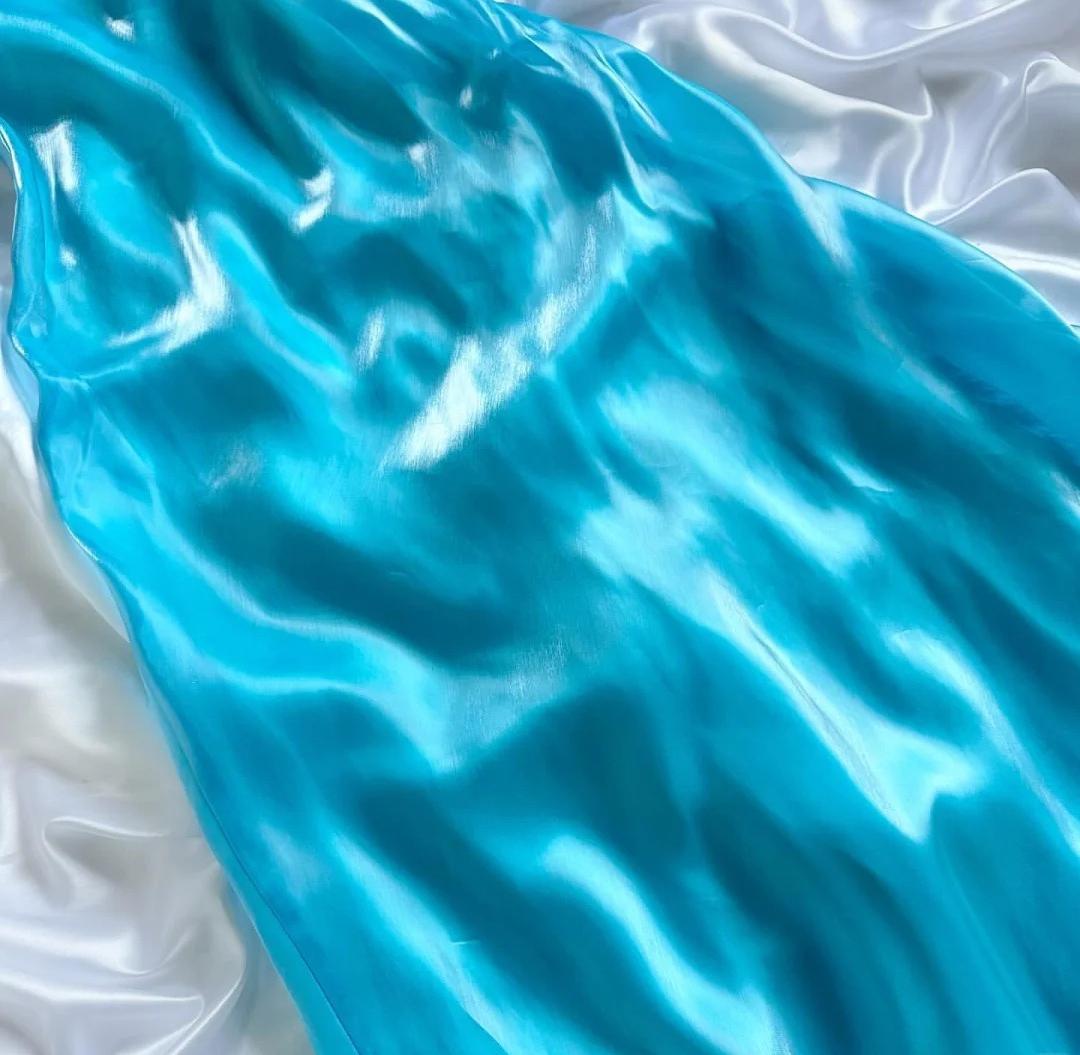 Stunning Blue Satin Strapless A-Line Prom Dresses Birthday Evening Dresses ED02511