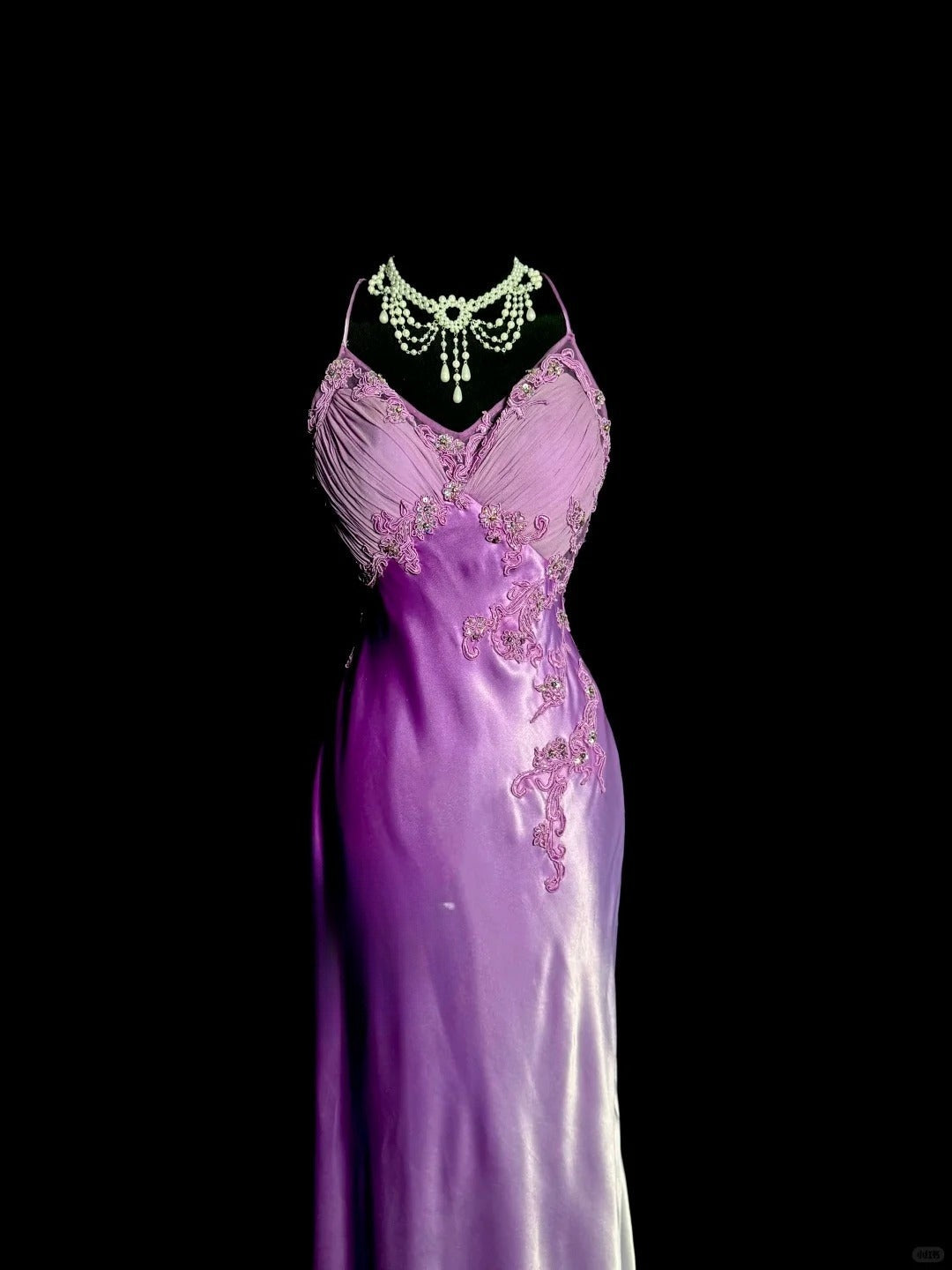 Elegant Purple V-neck Mermaid Satin Backless Prom Dresses Formal Evening Gowns ED02519