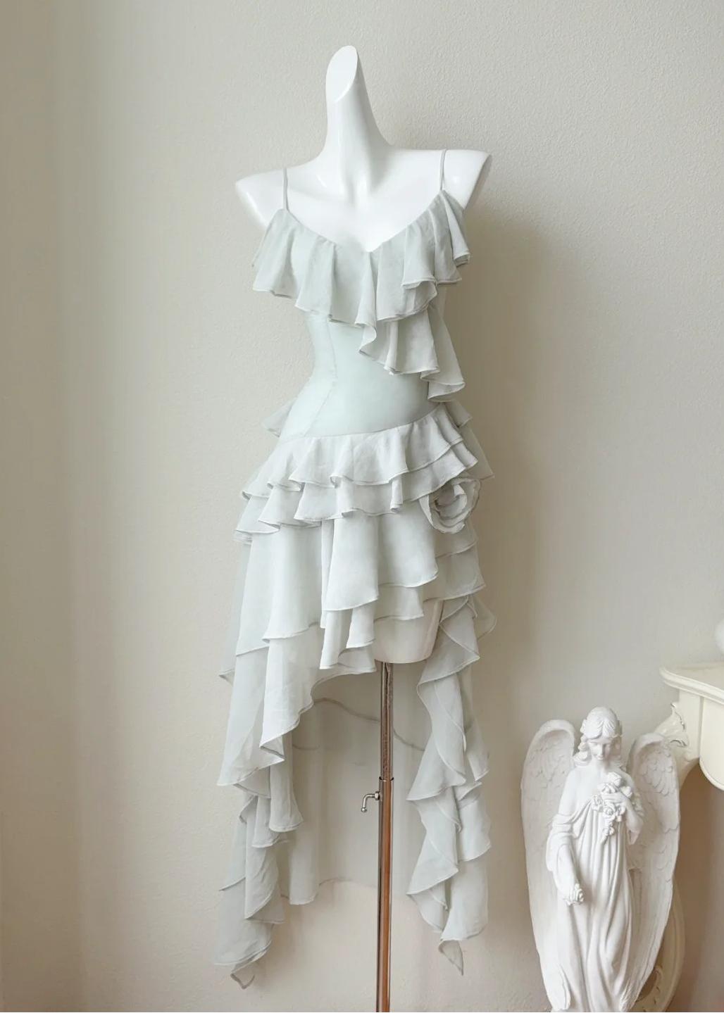 Fairytale Spaghetti Straps Chiffon Hi-Lo Party Dress Short Prom Dresses ED02522