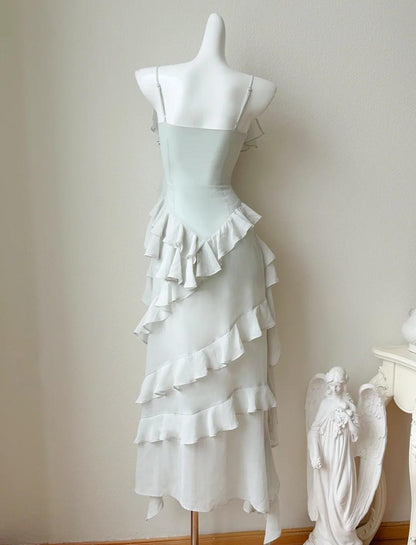 Fairytale Spaghetti Straps Chiffon Hi-Lo Party Dress Short Prom Dresses ED02522