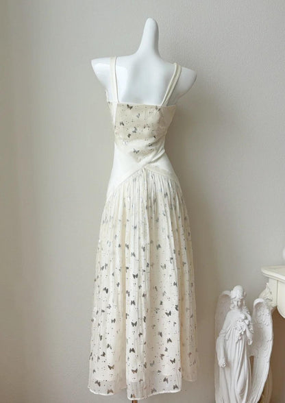 Sweet Apricot Square Neck A-Line Gold Butterflies Prom Dresses Birthday Evening Gowns ED02525