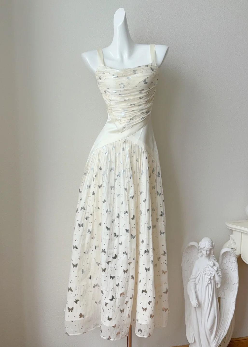 Sweet Apricot Square Neck A-Line Gold Butterflies Prom Dresses Birthday Evening Gowns ED02525