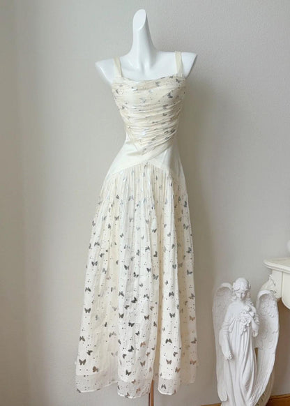 Sweet Apricot Square Neck A-Line Gold Butterflies Prom Dresses Birthday Evening Gowns ED02525