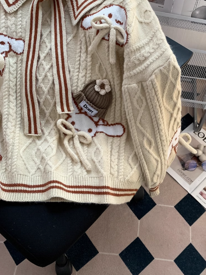 Navy collar preppy bow sweater ED0252