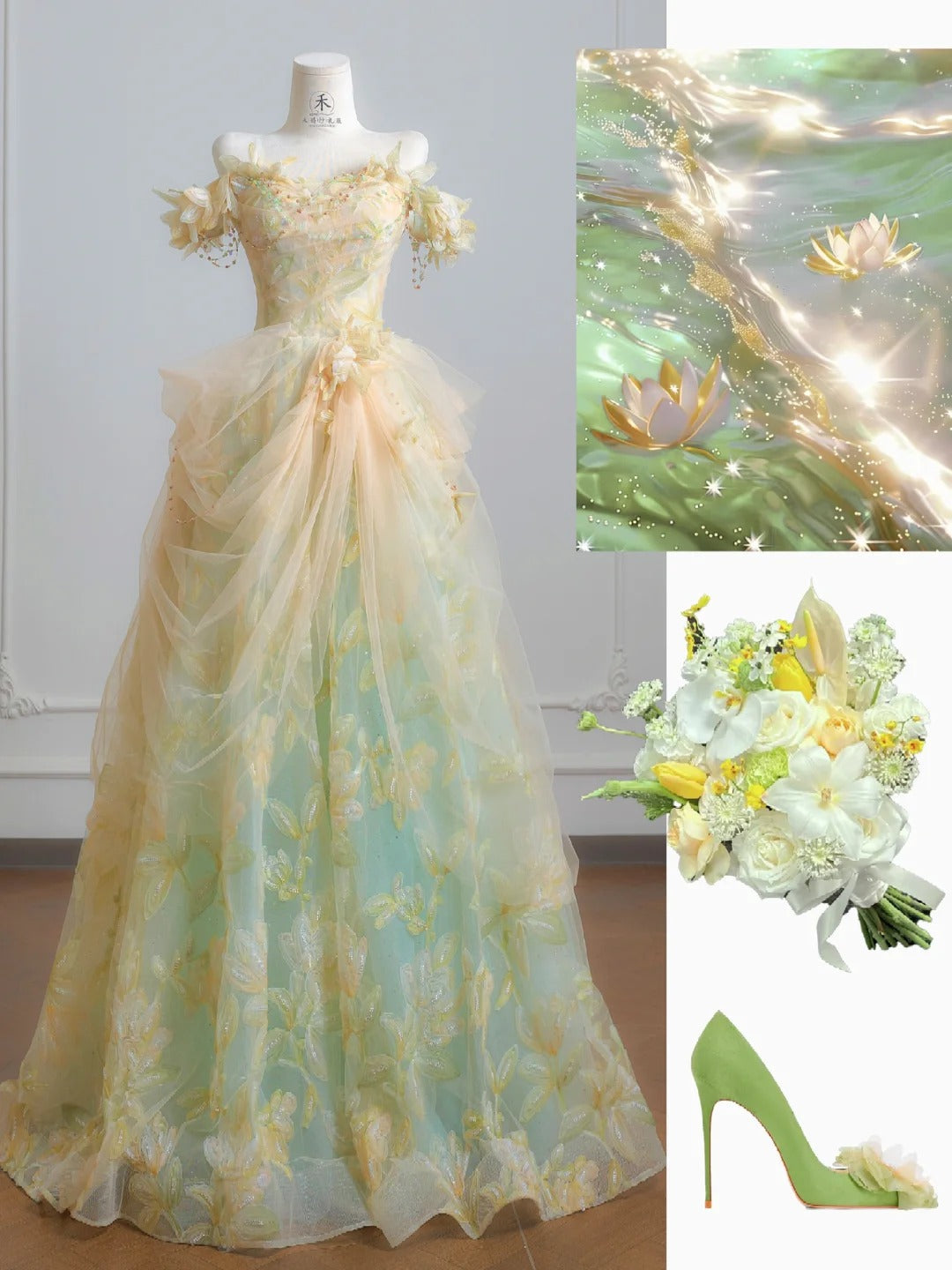 Fairytale Off-the-shoulder A-Line Tulle Applique Long Prom Dresses Sweet Birthday Evening Gowns ED02555