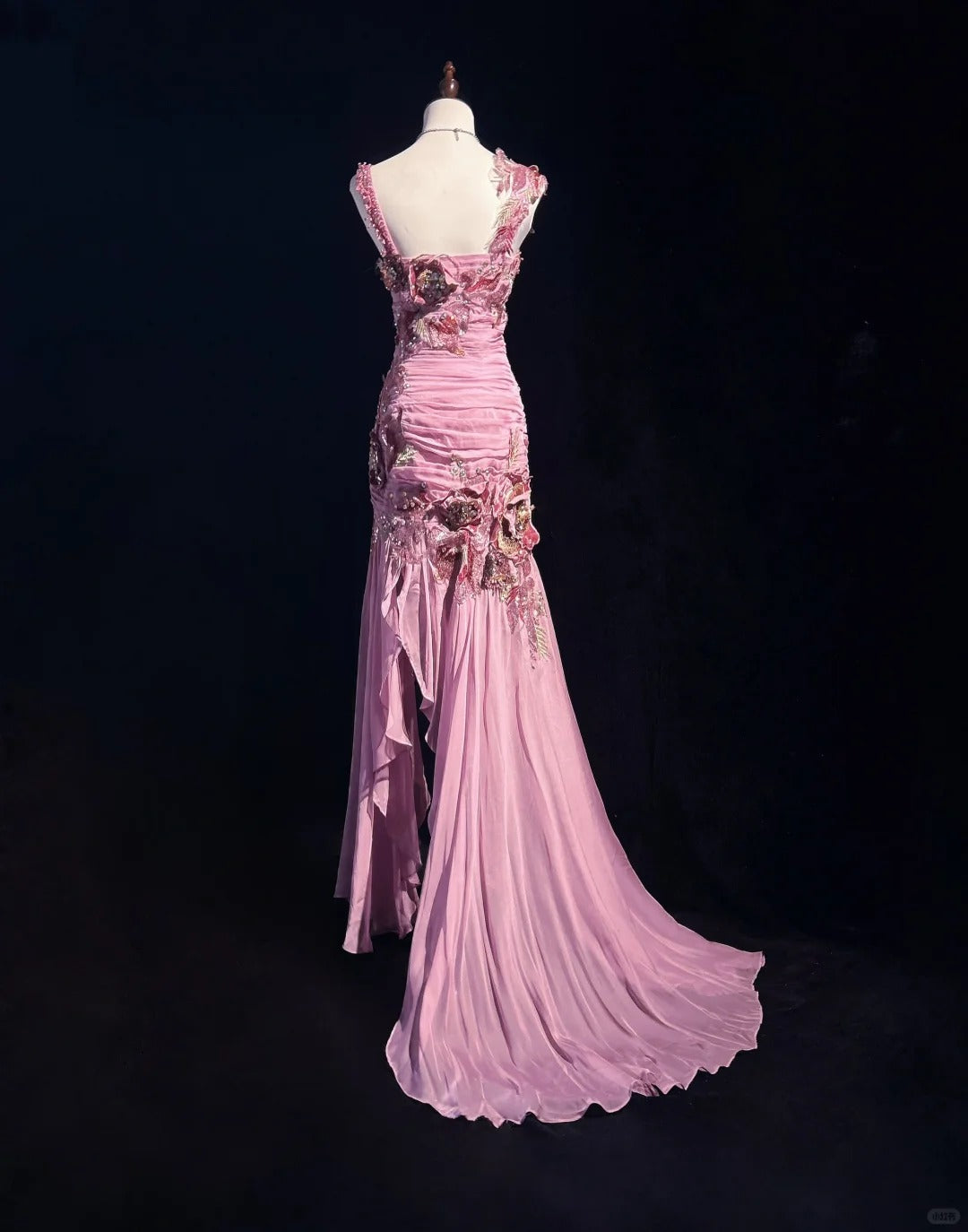 Stunning Mauve Square Neck Mermaid Chiffon Applique Long Prom Dresses Vintage Formal Evening Gowns ED02570