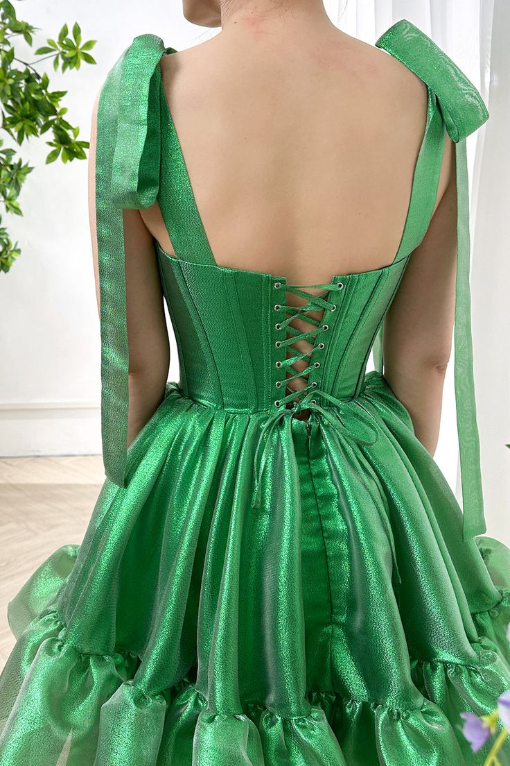 Sweet Green Strapless A-Line Chiffon Short Prom Dresses Homecoming Dresses ED02574