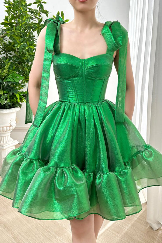 Sweet Green Strapless A-Line Chiffon Short Prom Dresses Homecoming Dresses ED02574