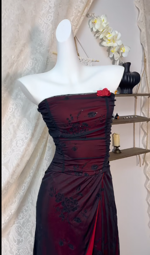 Elegant Black Chiffon Strapless Bodycon Short Prom Dress Homecoming Dress ED02580