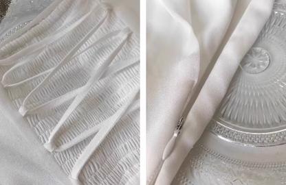 French holiday style blue halter neck backless suspender dress ED0259