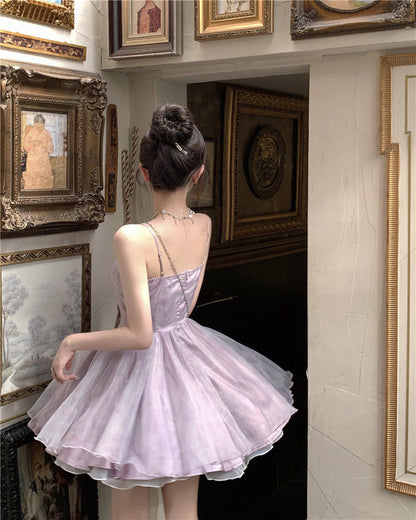 Cute Purple Spaghetti Straps A-Line Short Party Dresses Homecoming Dress ED02649