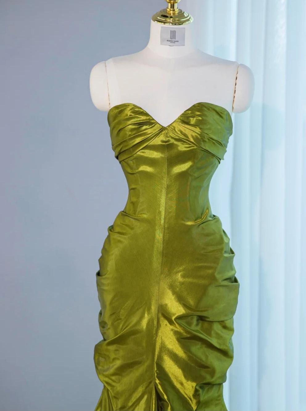 Gorgeous Green Sweetheart Mermaid Satin Long Prom Dresses Formal Evening Gowns ED02656