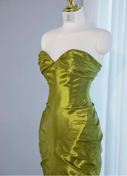 Gorgeous Green Sweetheart Mermaid Satin Long Prom Dresses Formal Evening Gowns ED02656