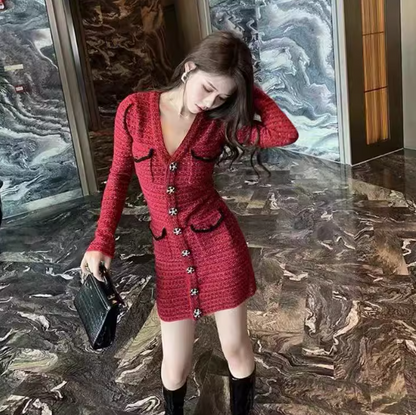 French Chanel style red dress ED0269