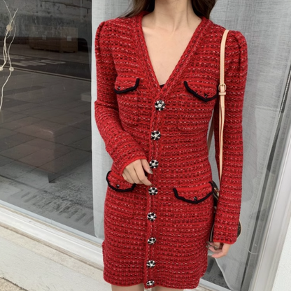 French Chanel style red dress ED0269